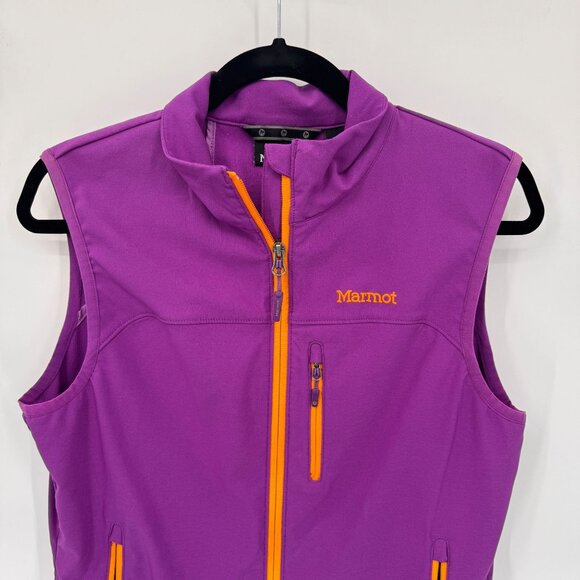 Marmot Softshell Hiking Running Vest Womens M Purple Polyester Zip Pockets - Picture 2 of 9